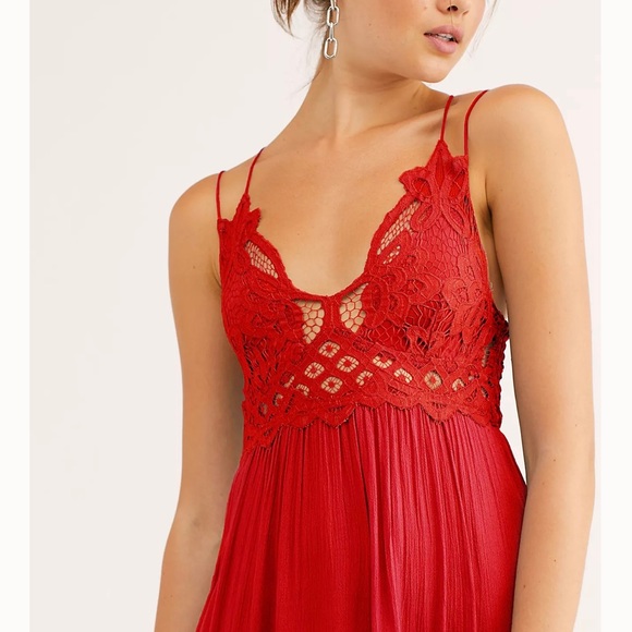 NWT Free People Adella Maxi Slip Dress In Red Size M - Picture 4 of 8